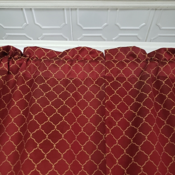 Linens N Things Curtain Panels Tie Backs 74W x 79L Wide Pocket Red Jacquard J… - Picture 11 of 14